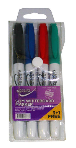 WHITEBOARD MARKERS 4PK SLIM